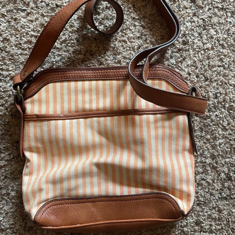 B.O.C brand Orange/Pink and White Striped Canvas Purse - Picture 2 of 4